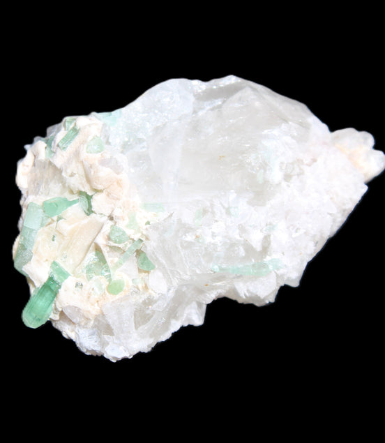 Green Tourmaline on Elestial Quartz 45*29*32mm 40.6g in sunlight - Rocks and Things Store