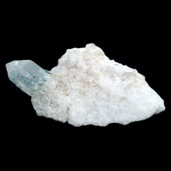 Green Tourmaline on Elestial Quartz with Feldspar matrix 18*57*40mm 40g in sunlight - Rocks and Things Store