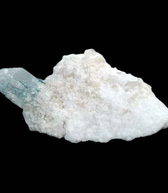 Green Tourmaline on Elestial Quartz with Feldspar matrix 18*57*40mm 40g in sunlight - Rocks and Things Store