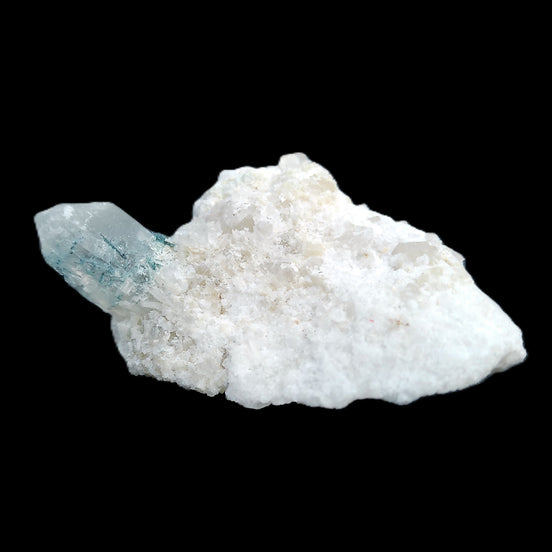 Green Tourmaline on Elestial Quartz with Feldspar matrix 18*57*40mm 40g in sunlight - Rocks and Things Store