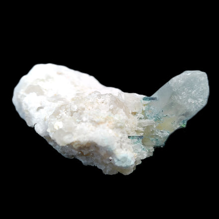Green Tourmaline on Elestial Quartz with Feldspar matrix 18*57*40mm 40g in sunlight - Rocks and Things Store