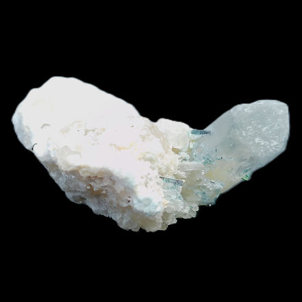 Green Tourmaline on Elestial Quartz with Feldspar matrix 18*57*40mm 40g in sunlight - Rocks and Things Store