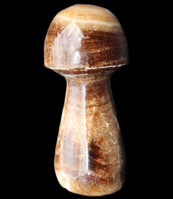 Chocolate Calcite mushroom 32-35mm 11-17g in sunlight - Rocks and Things Store