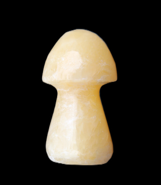 Yellow Calcite mushroom 26-30mm 8-12g in sunlight - Rocks and Things Store