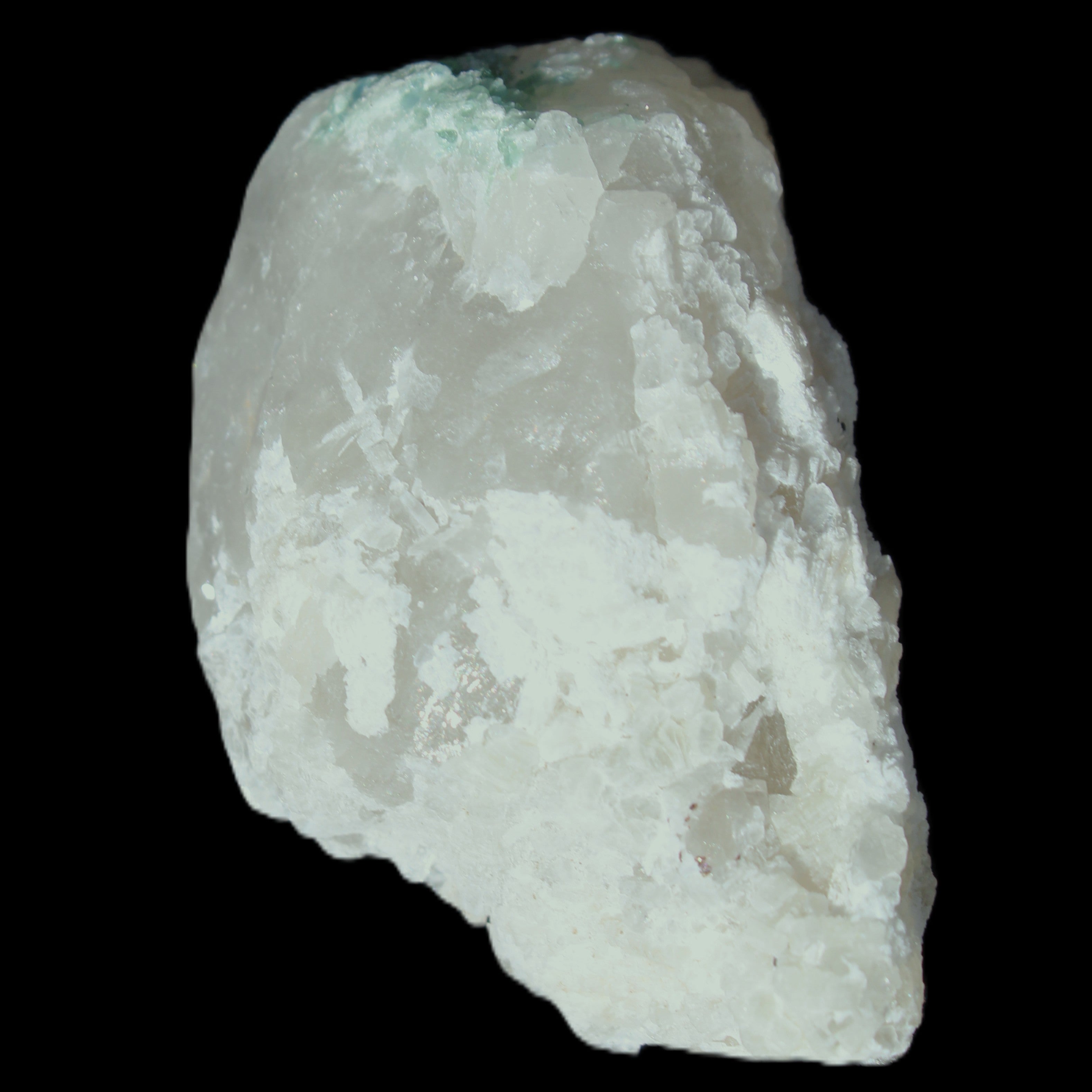 Green Tourmaline on Elestial Quartz with mica 60*35*26mm 70g in sunlight - Rocks and Things Store