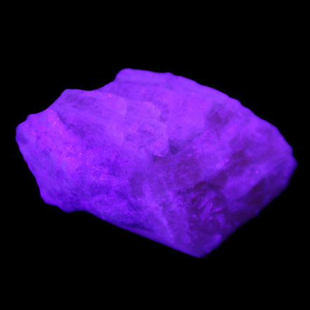 Pink Fluorescent White Calcite crystal 42*28*23mm 41g in UV light - Rocks and Things Store