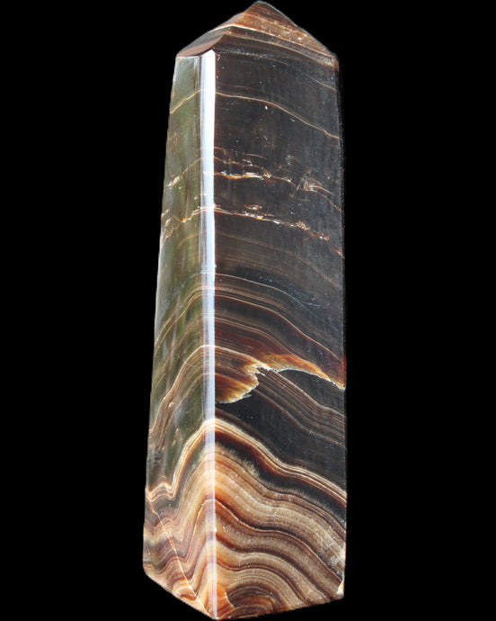 Chocolate Calcite obelisk 128*35*32mm 301g in sunlight - Rocks and Things Store