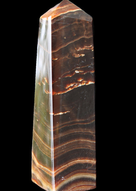 Chocolate Calcite obelisk 128*35*32mm 301g in sunlight - Rocks and Things Store