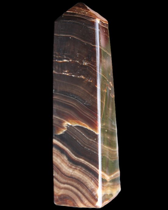 Chocolate Calcite obelisk 128*35*32mm 301g in sunlight - Rocks and Things Store