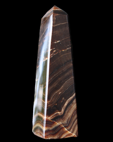 Chocolate Calcite obelisk 128*35*32mm 301g in sunlight - Rocks and Things Store