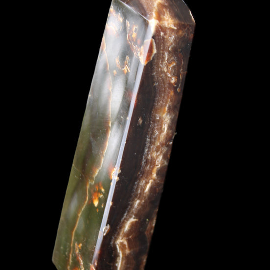 Chocolate Calcite obelisk 132*30*28mm 282g in sunlight - Rocks and Things Store