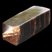 Chocolate Calcite obelisk 105*35*32mm 295g in sunlight - Rocks and Things Store