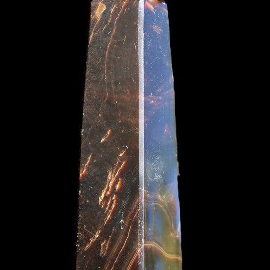 Chocolate Calcite obelisk 110*32*27mm 187g in sunlight - Rocks and Things Store