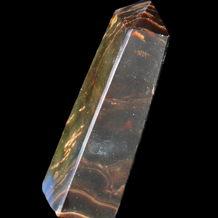 Chocolate Calcite obelisk 110*32*27mm 187g in sunlight - Rocks and Things Store
