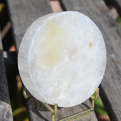 Clear Calcite crystal disc 138g
