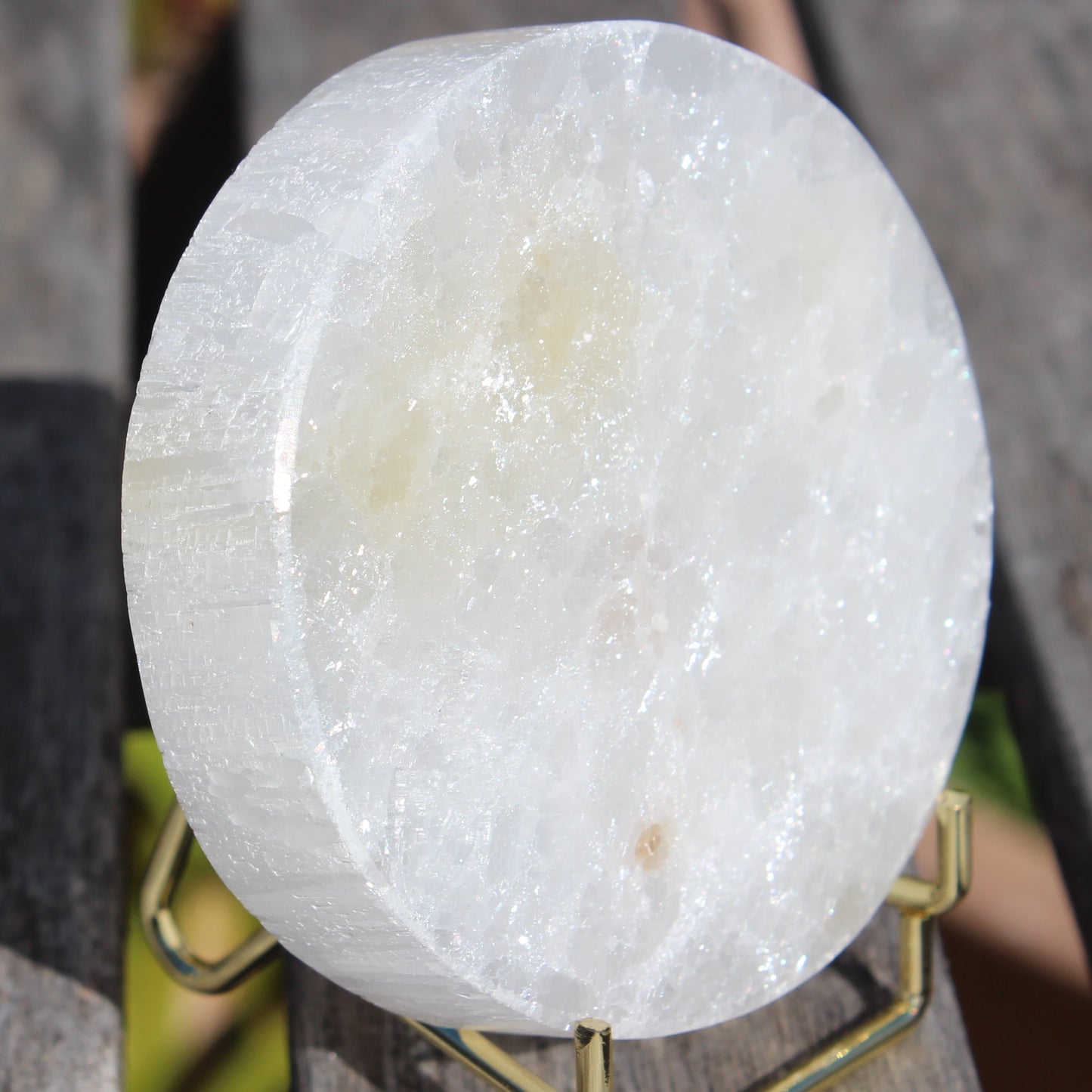 Clear Calcite crystal disc 138g