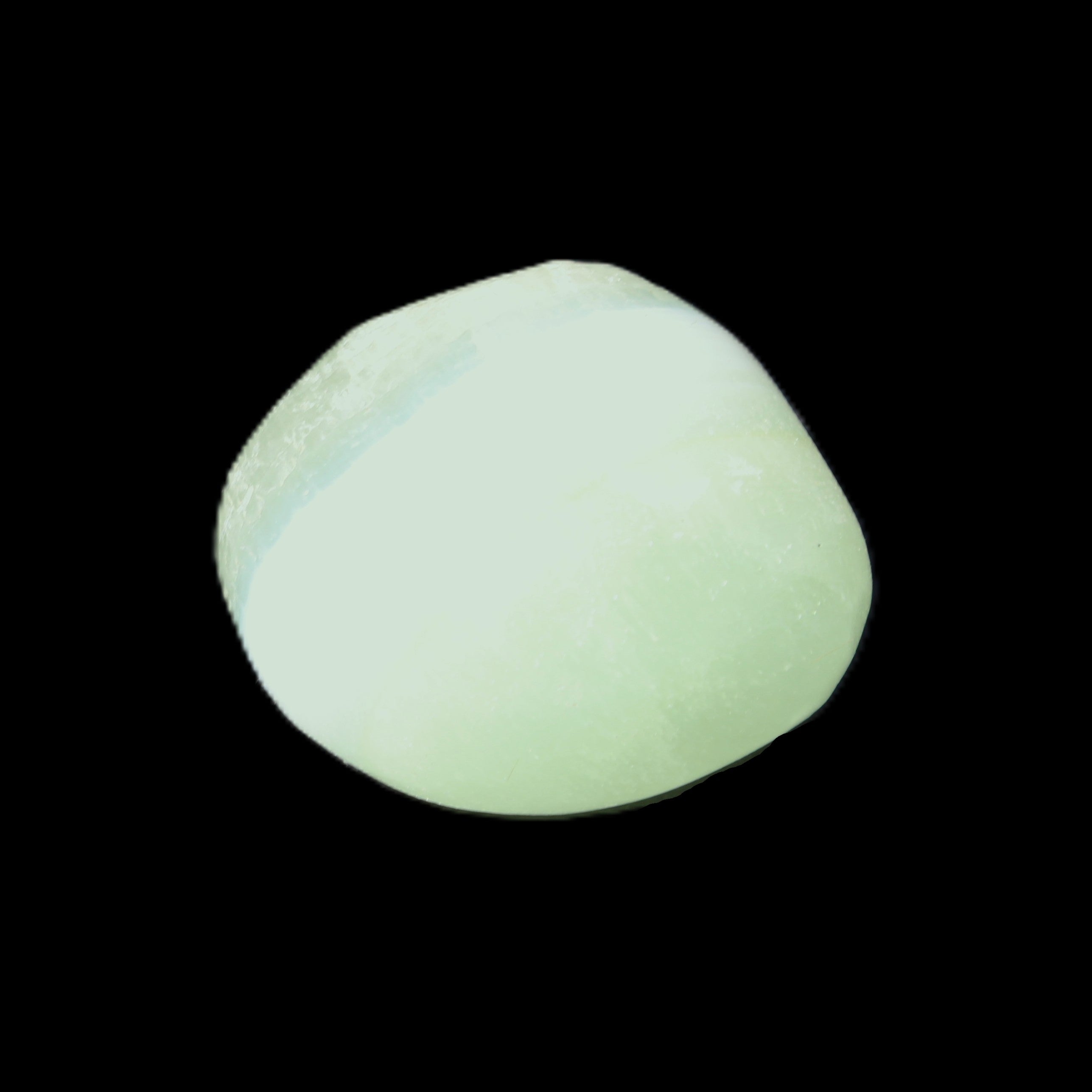 Pistachio Calcite tumbled stone 23-33mm 14-20g in sunlight - Rocks and Things Store