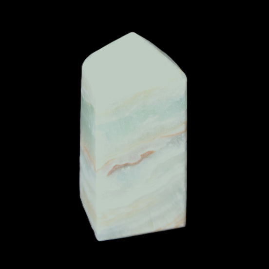 Pistachio Calcite obelisk 56*26*23mm 73g in sunlight - Rocks and Things Store