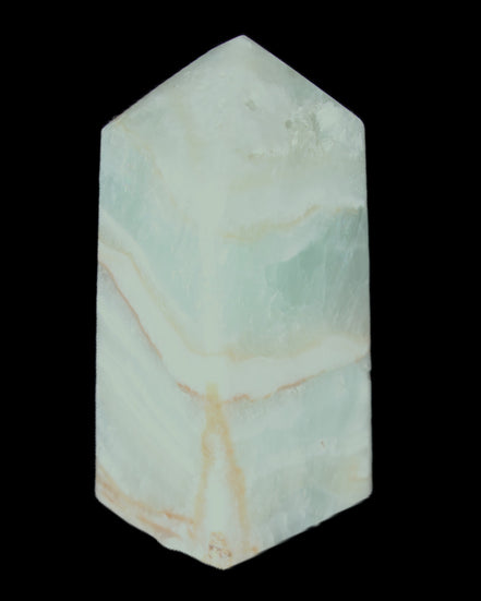 Pistachio Calcite obelisk 56*26*23mm 73g in sunlight - Rocks and Things Store