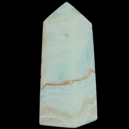 Pistachio Calcite obelisk 68*28*24mm 92g in sunlight - Rocks and Things Store