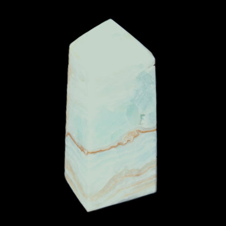 Pistachio Calcite obelisk 68*28*24mm 92g in sunlight - Rocks and Things Store