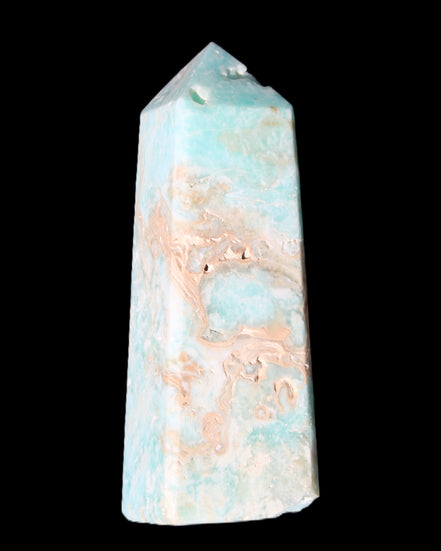 Blue Aragonite obelisk 113*40*30mm 256g in sunlight - Rocks and Things Store