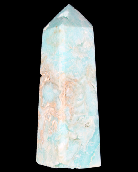 Blue Aragonite obelisk 113*40*30mm 256g in sunlight - Rocks and Things Store