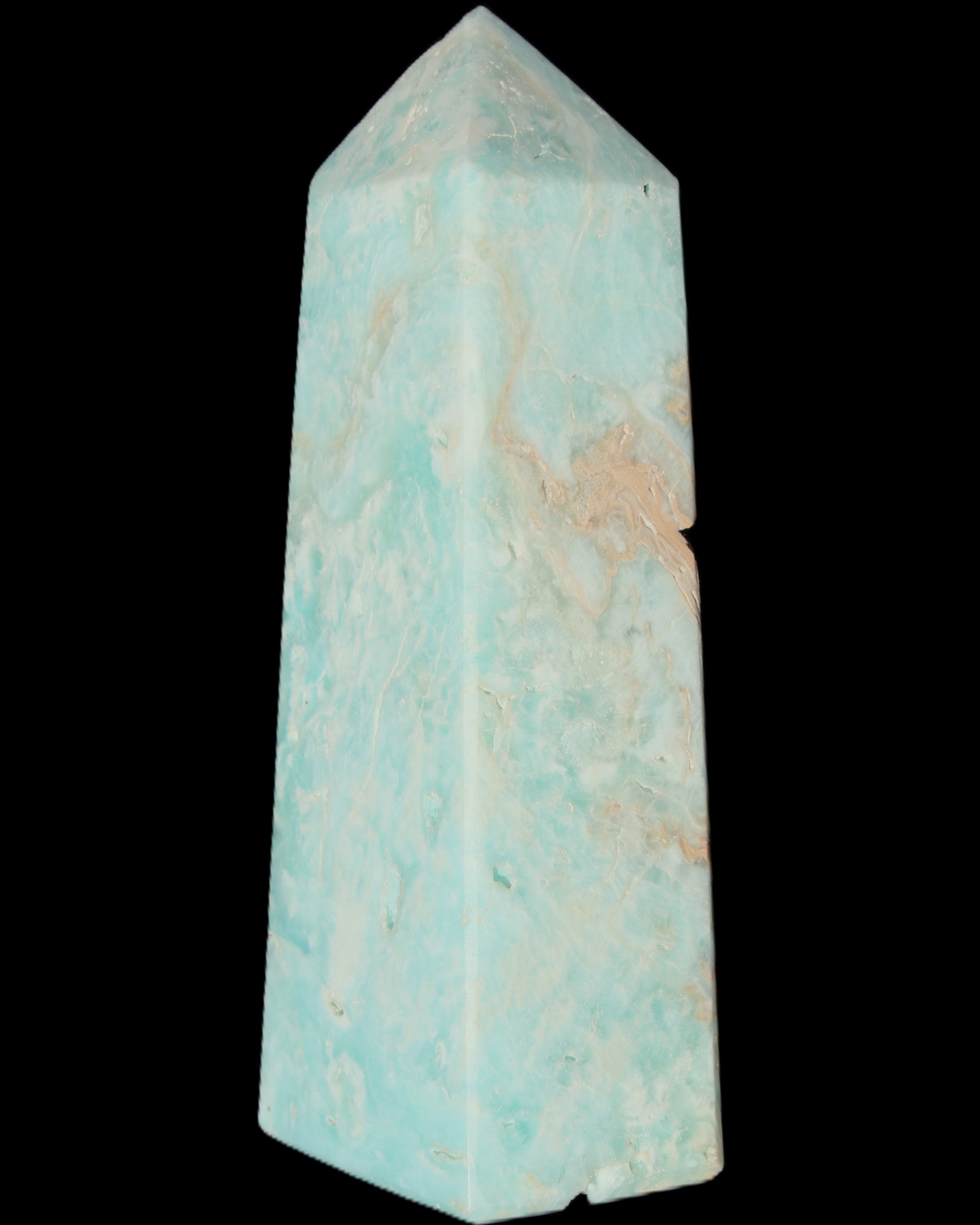 Blue Aragonite obelisk 113*40*30mm 256g in sunlight - Rocks and Things Store