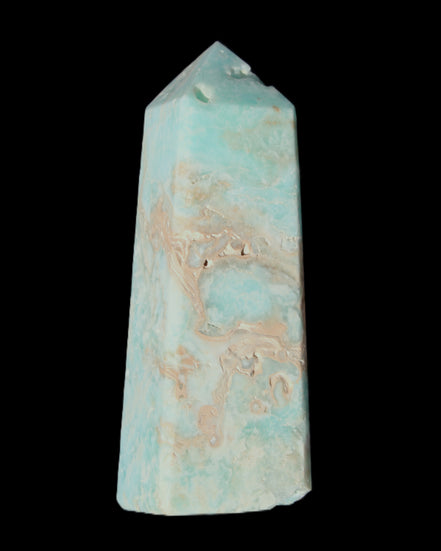 Blue Aragonite obelisk 113*40*30mm 256g in sunlight - Rocks and Things Store