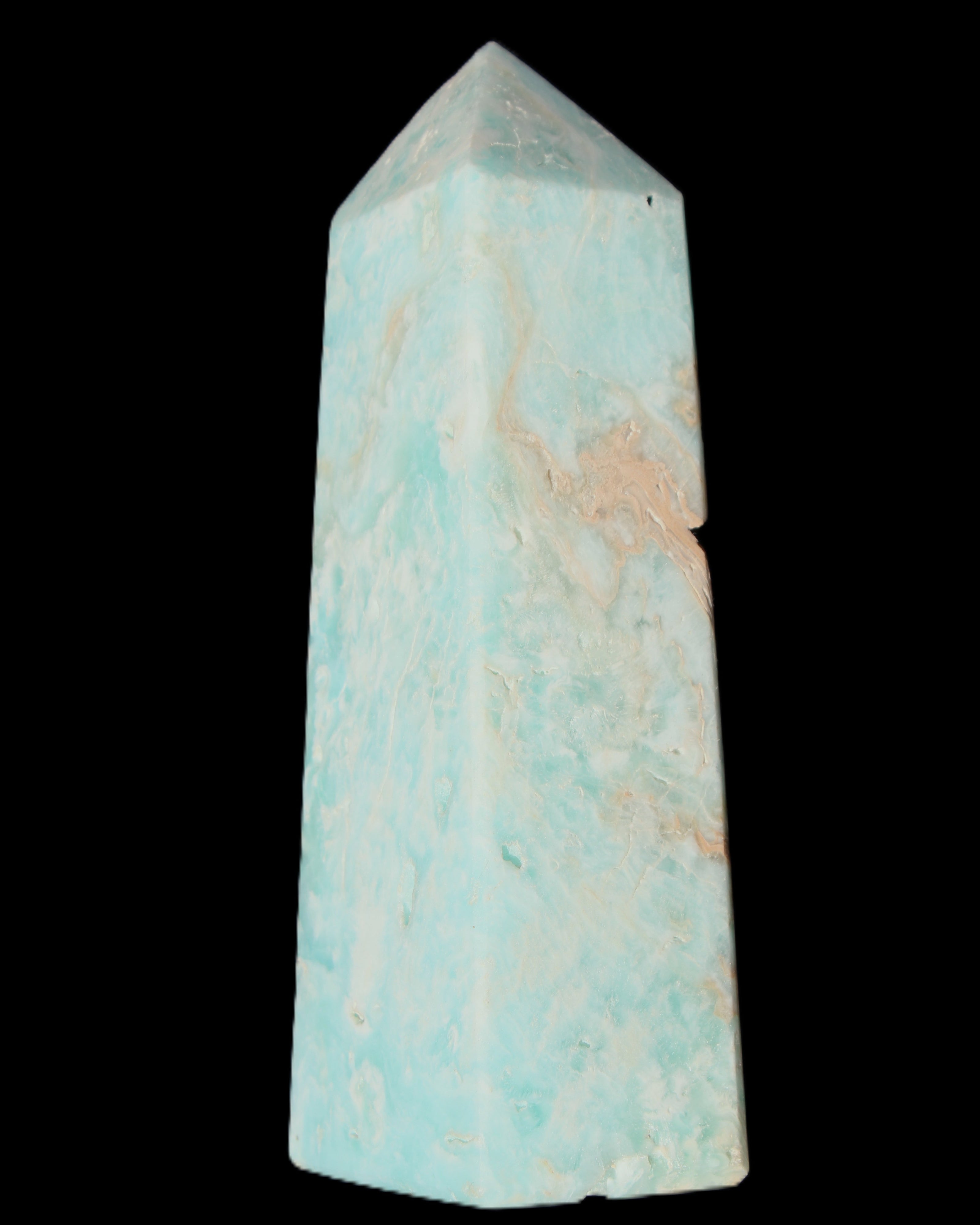 Blue Aragonite obelisk 113*40*30mm 256g in sunlight - Rocks and Things Store