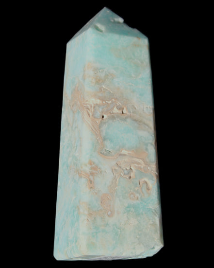 Blue Aragonite obelisk 113*40*30mm 256g in sunlight - Rocks and Things Store