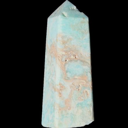 Blue Aragonite obelisk 113*40*30mm 256g in sunlight - Rocks and Things Store