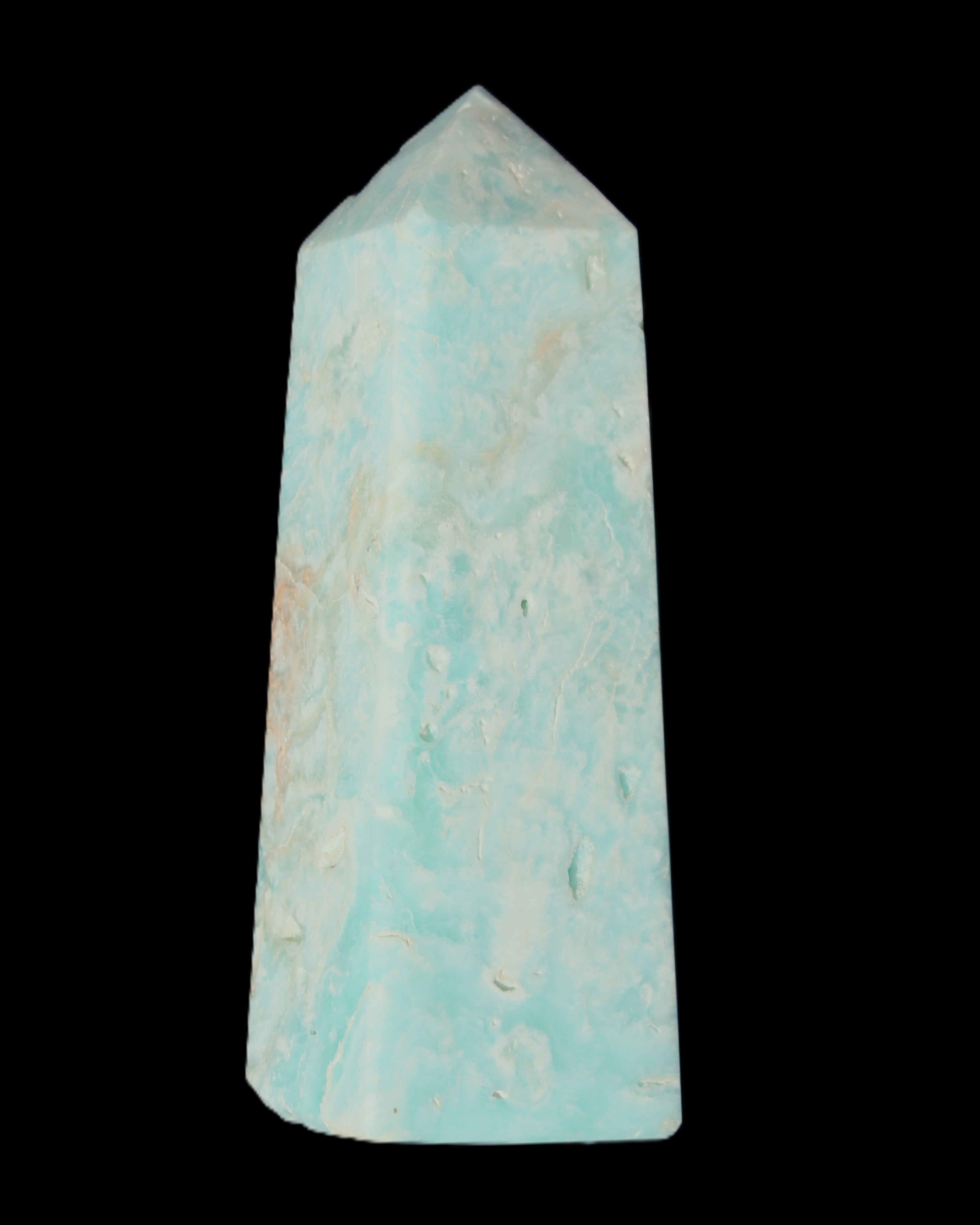 Blue Aragonite obelisk 113*40*30mm 256g in sunlight - Rocks and Things Store