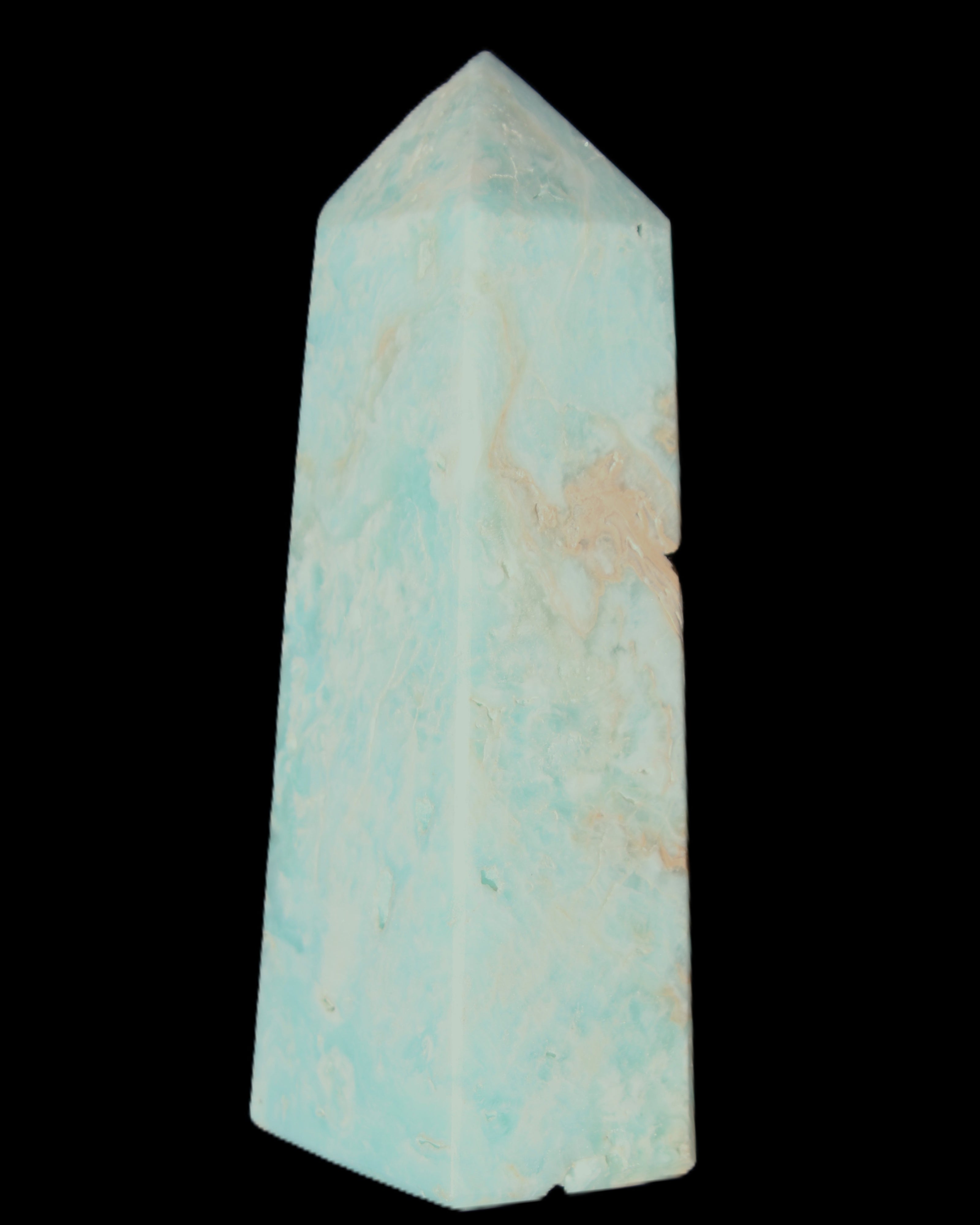 Blue Aragonite obelisk 113*40*30mm 256g in sunlight - Rocks and Things Store