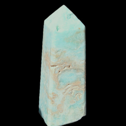Blue Aragonite obelisk 113*40*30mm 256g in sunlight - Rocks and Things Store