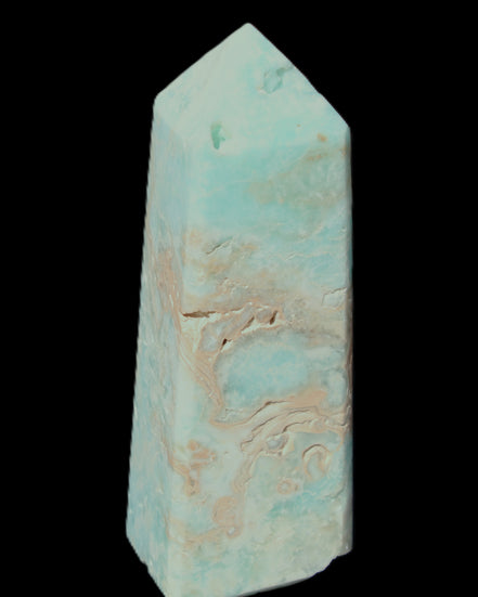 Blue Aragonite obelisk 113*40*30mm 256g in sunlight - Rocks and Things Store