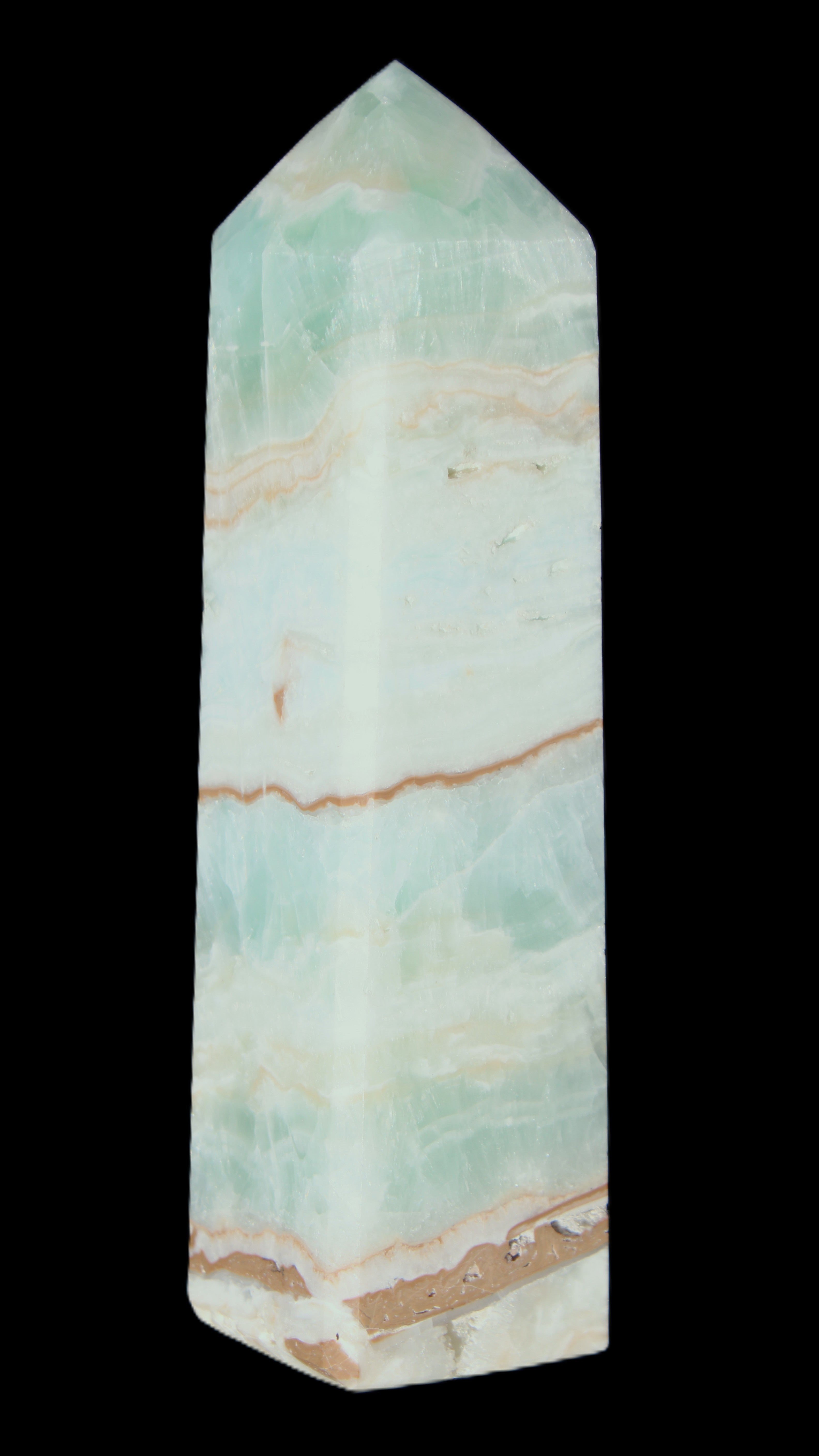 Blue Aragonite obelisk 140*36*34mm 395g in sunlight - Rocks and Things Store