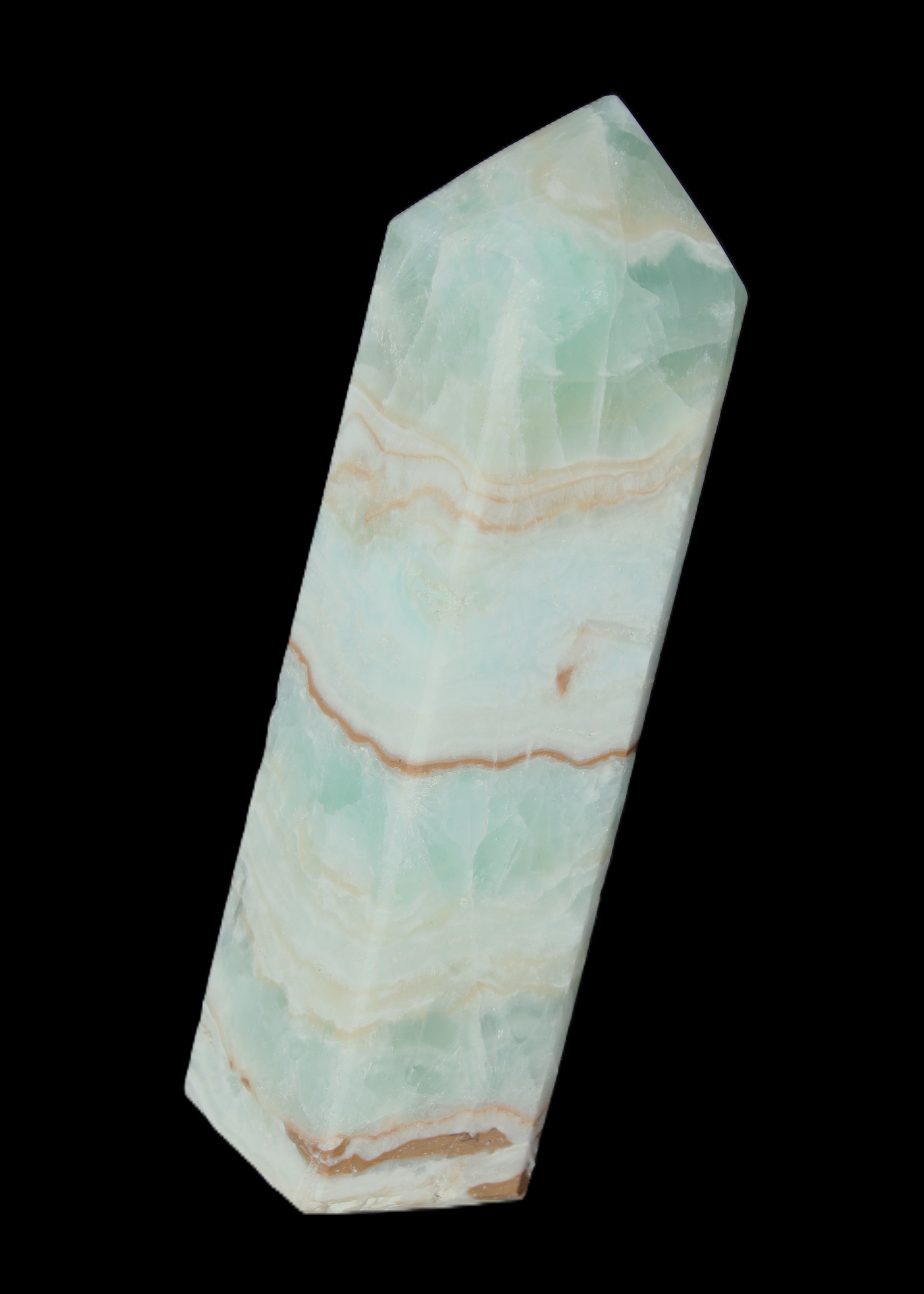 Blue Aragonite obelisk 140*36*34mm 395g in sunlight - Rocks and Things Store