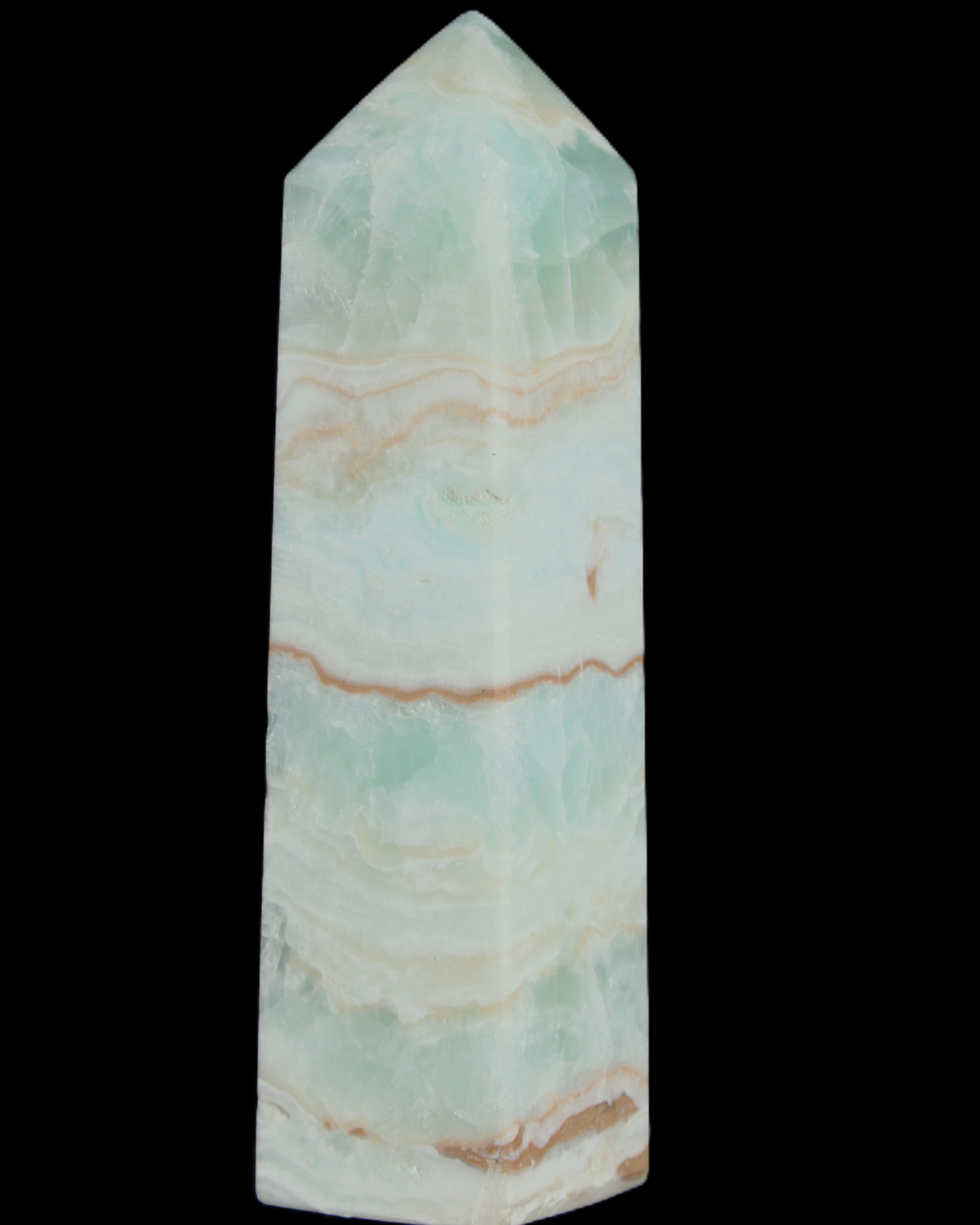 Blue Aragonite obelisk 140*36*34mm 395g in sunlight - Rocks and Things Store