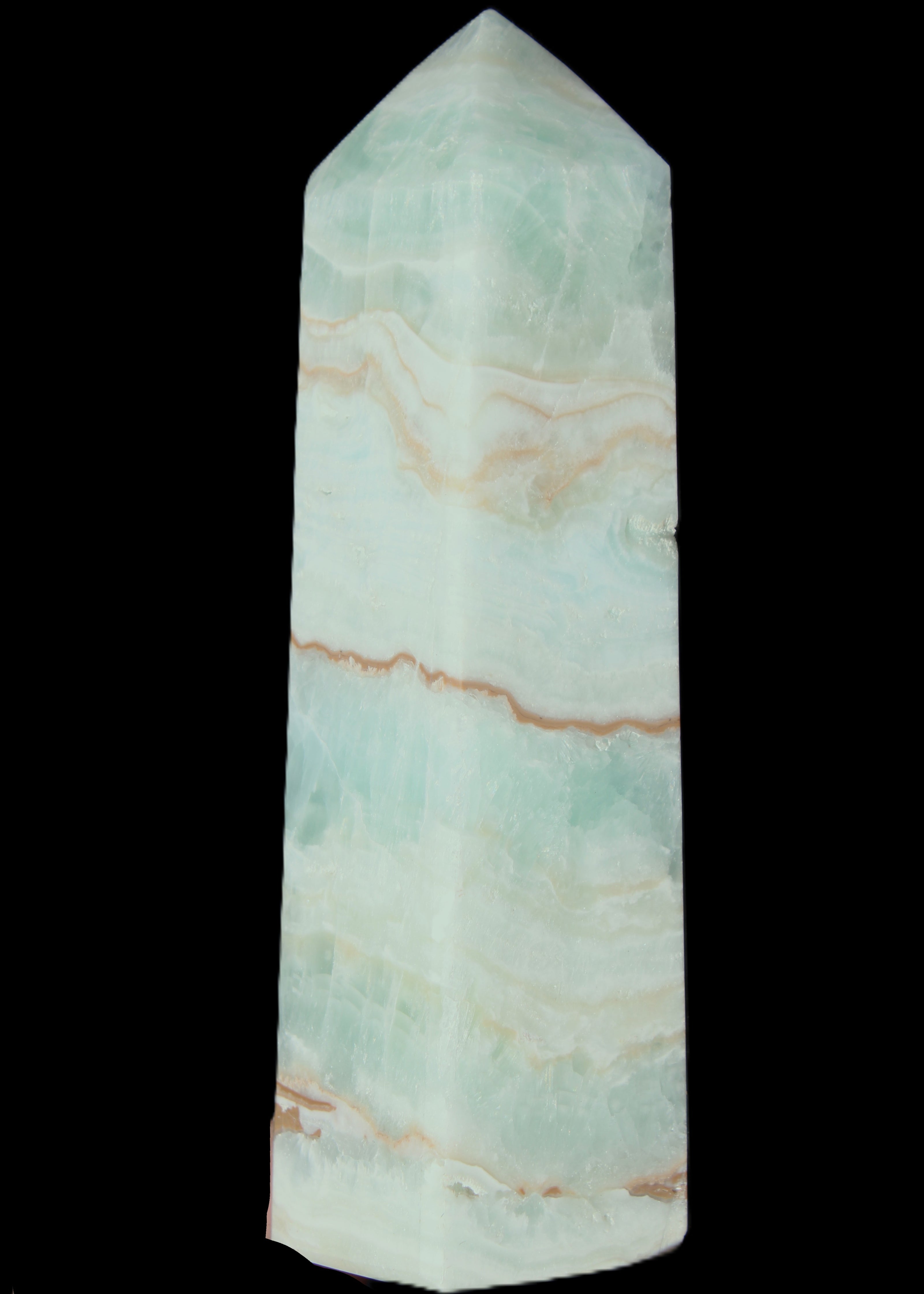 Blue Aragonite obelisk 140*36*34mm 395g in sunlight - Rocks and Things Store