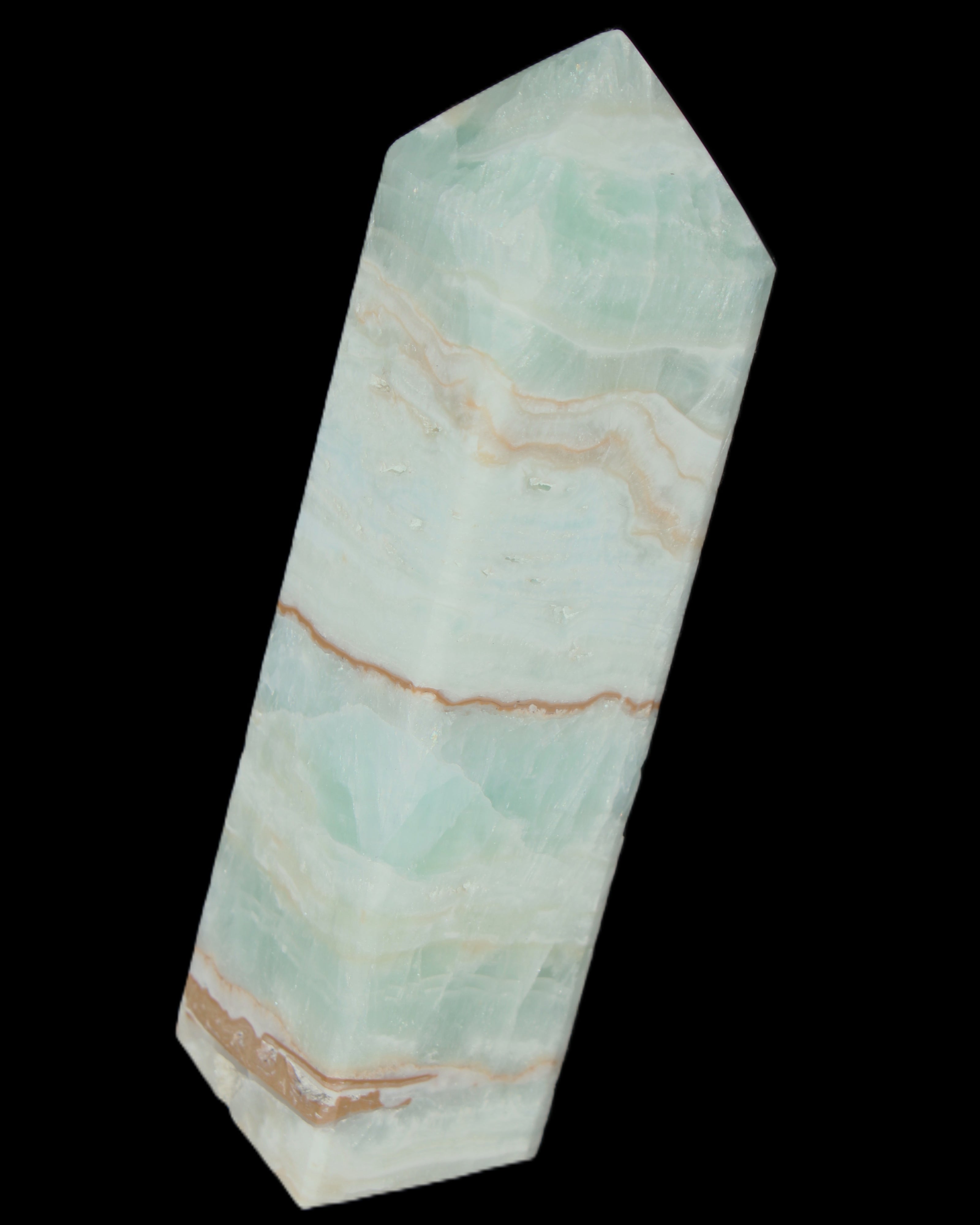Blue Aragonite obelisk 140*36*34mm 395g in sunlight - Rocks and Things Store