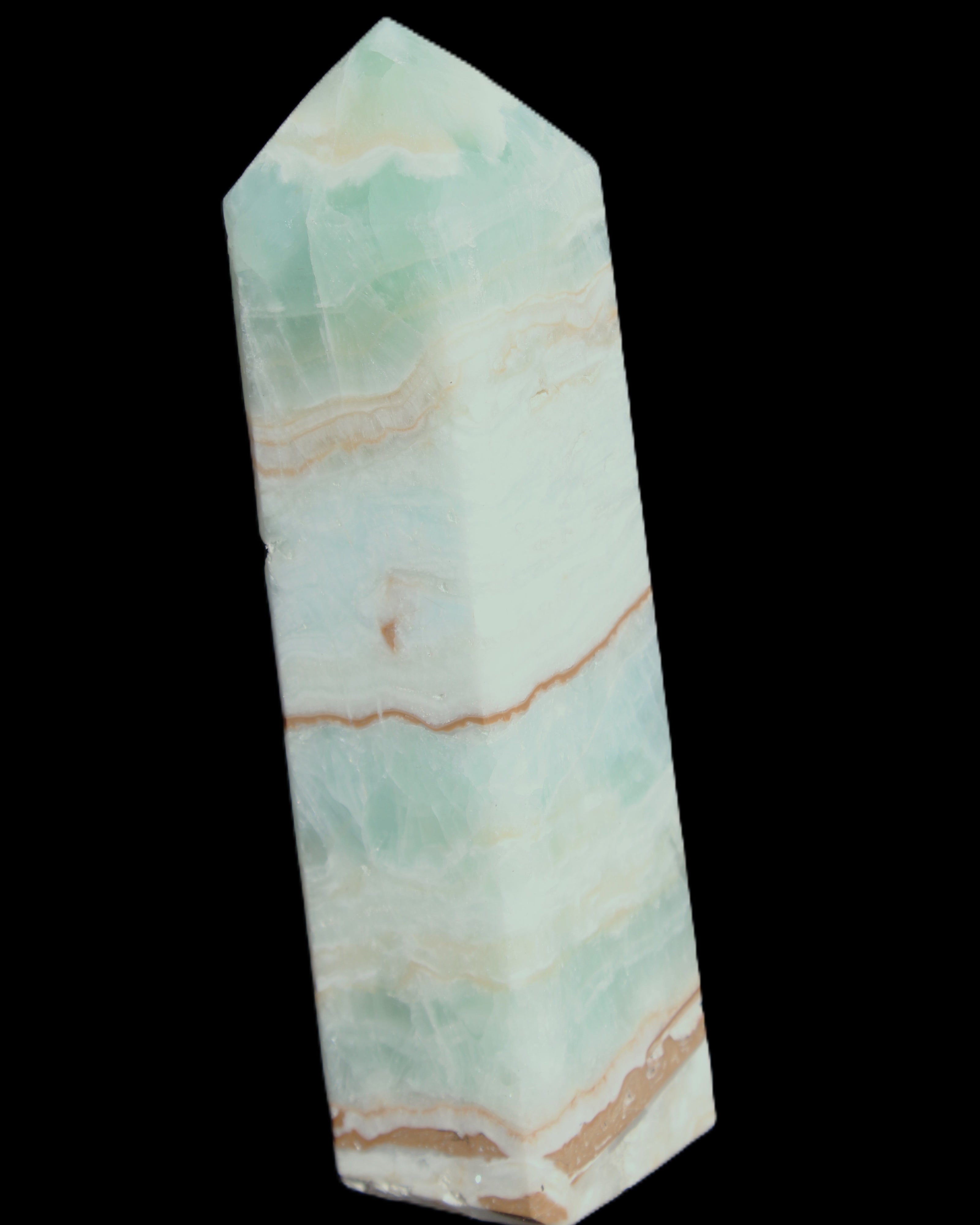 Blue Aragonite obelisk 140*36*34mm 395g in sunlight - Rocks and Things Store