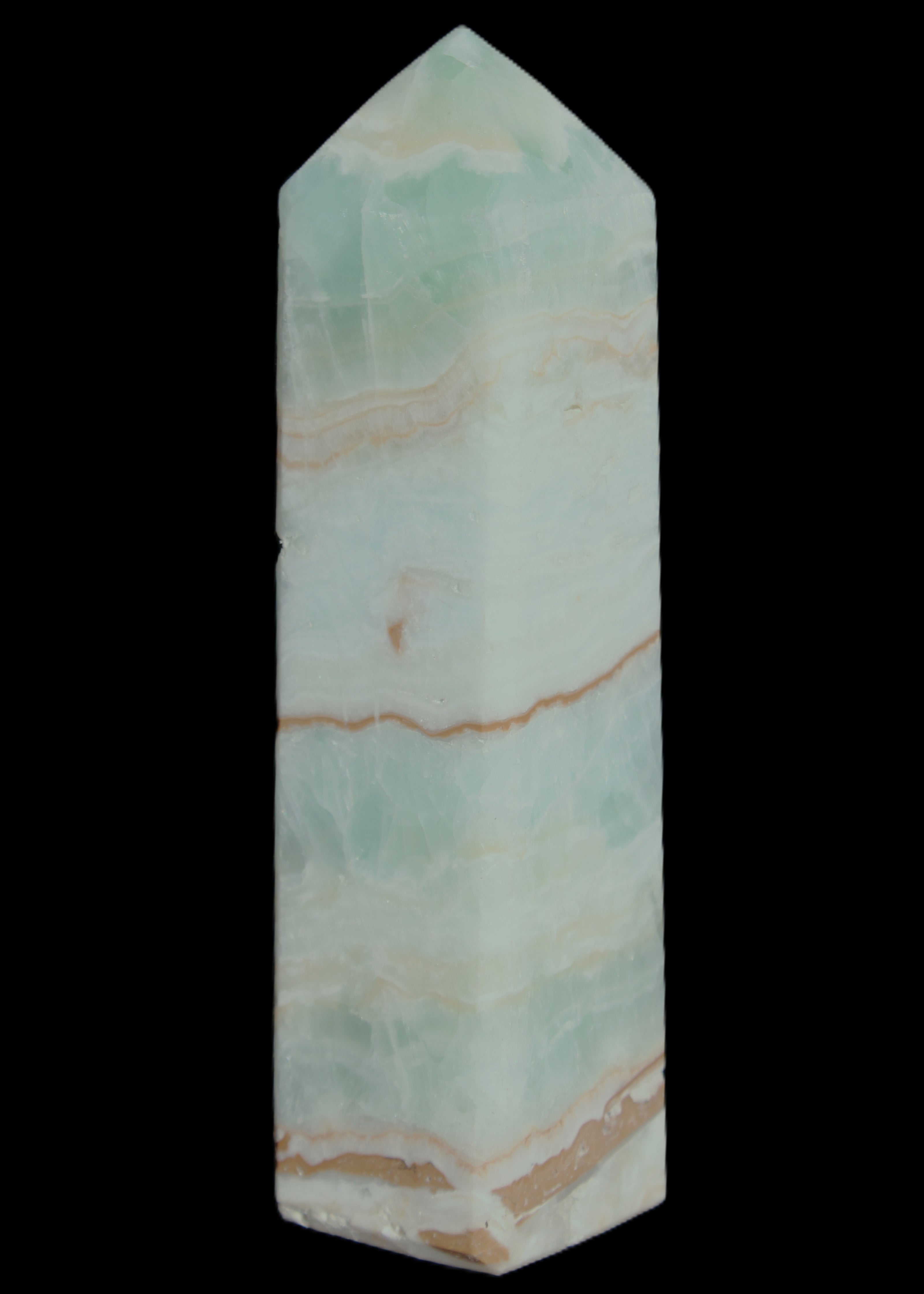 Blue Aragonite obelisk 140*36*34mm 395g in sunlight - Rocks and Things Store