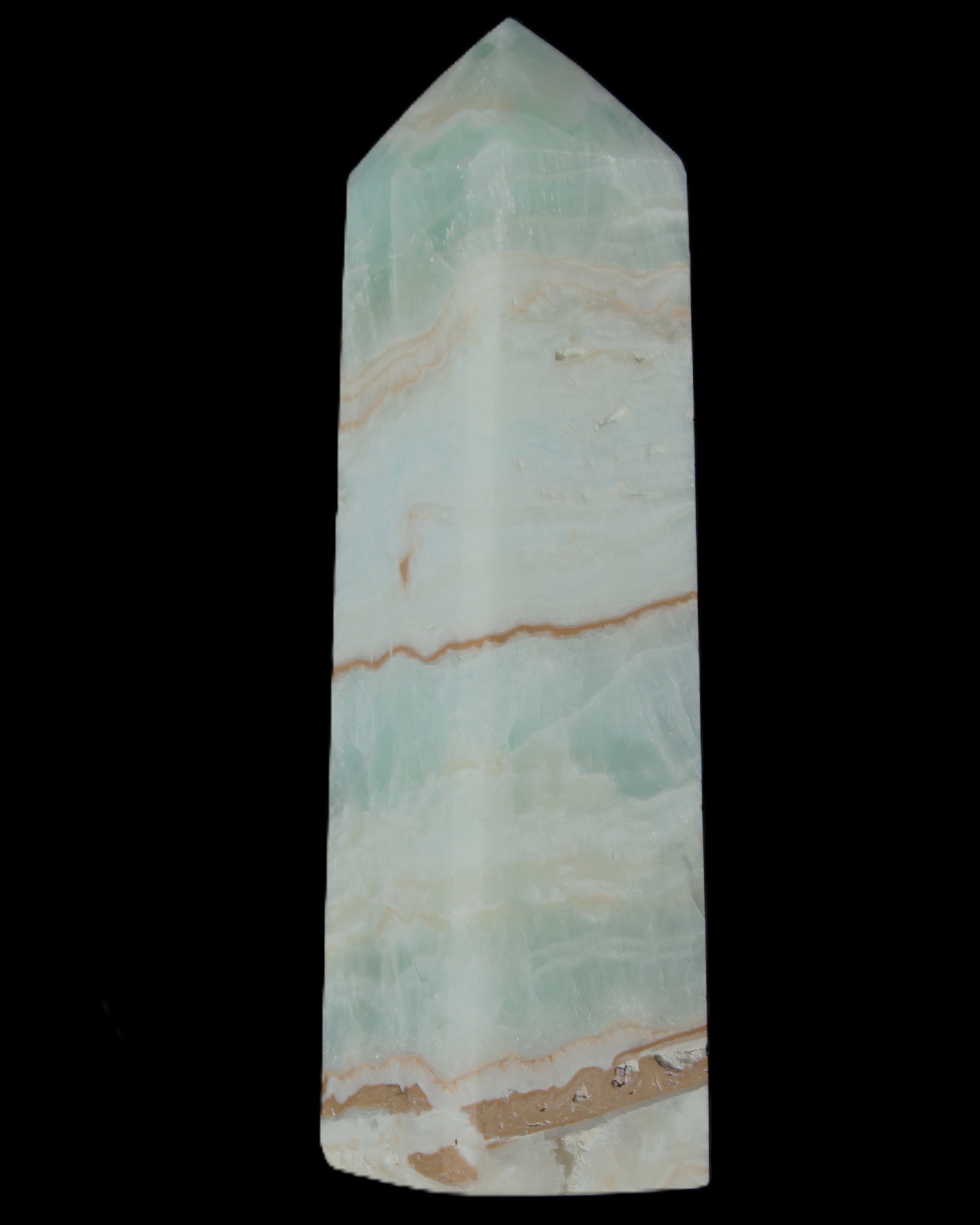 Blue Aragonite obelisk 140*36*34mm 395g in sunlight - Rocks and Things Store