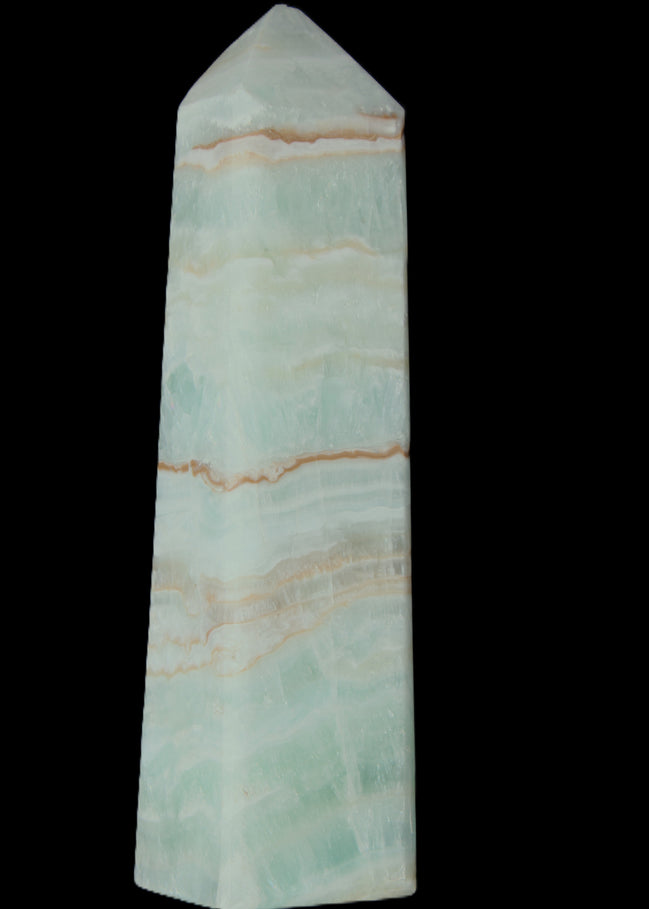 Blue Aragonite obelisk 141*37*31mm 312g in sunlight - Rocks and Things Store