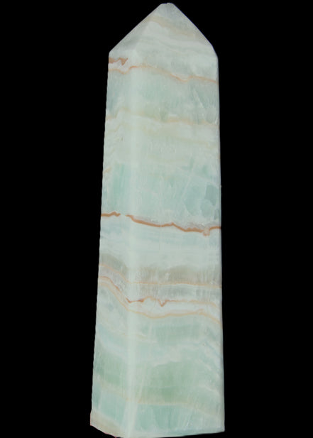 Blue Aragonite obelisk 141*37*31mm 312g in sunlight - Rocks and Things Store