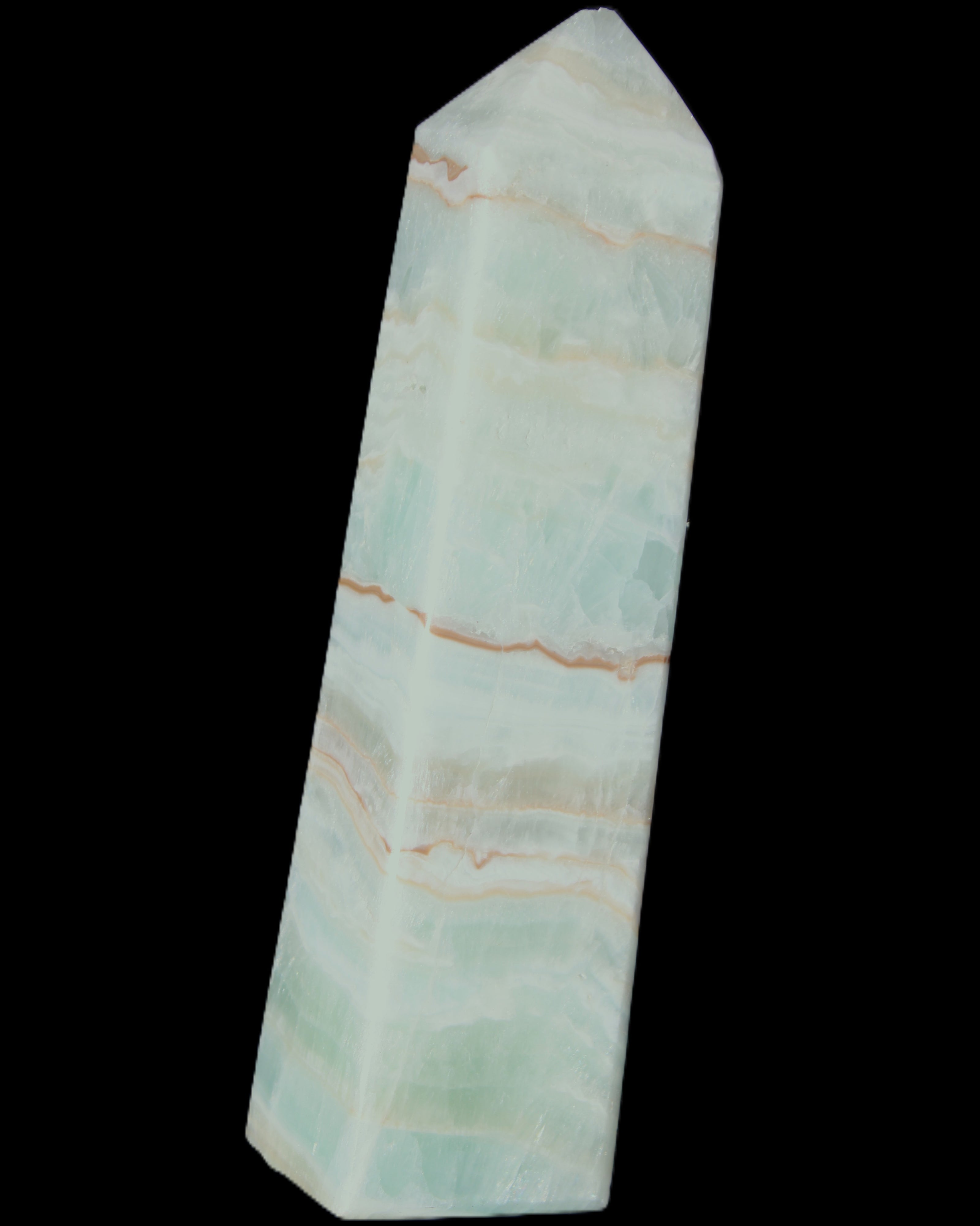 Blue Aragonite obelisk 141*37*31mm 312g in sunlight - Rocks and Things Store