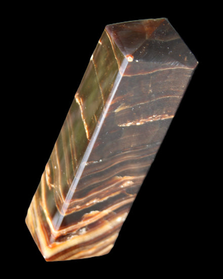 Chocolate Calcite obelisk 114*33*26mm 249g in sunlight - Rocks and Things Store