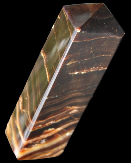 Chocolate Calcite obelisk 114*33*26mm 249g in sunlight - Rocks and Things Store