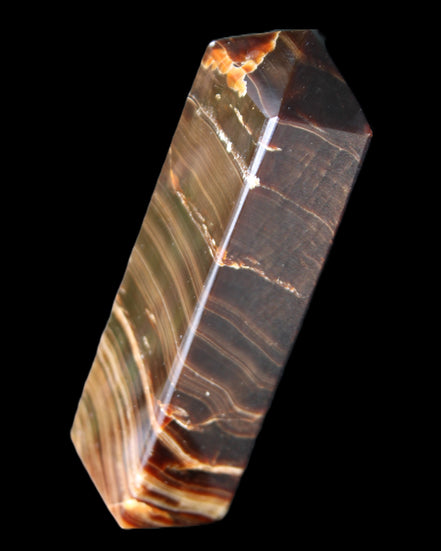 Chocolate Calcite obelisk 114*33*26mm 249g in sunlight - Rocks and Things Store